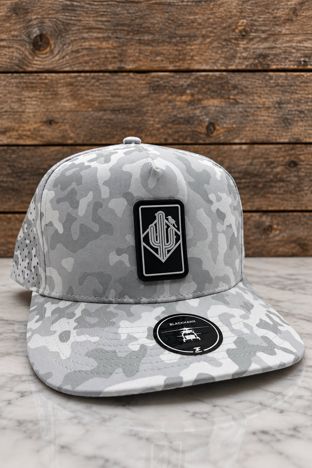 Rectangle diamond SnapBack - white camo/black
