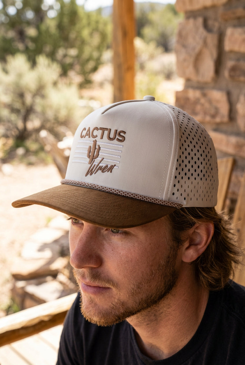 Stripes SnapBack - white/brown + rope