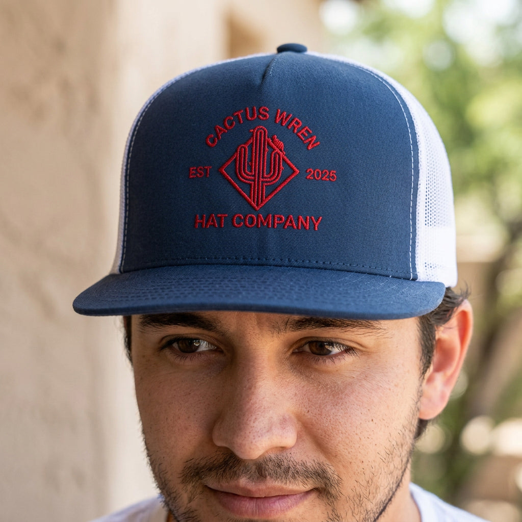Ranch style trucker - navy/red/white