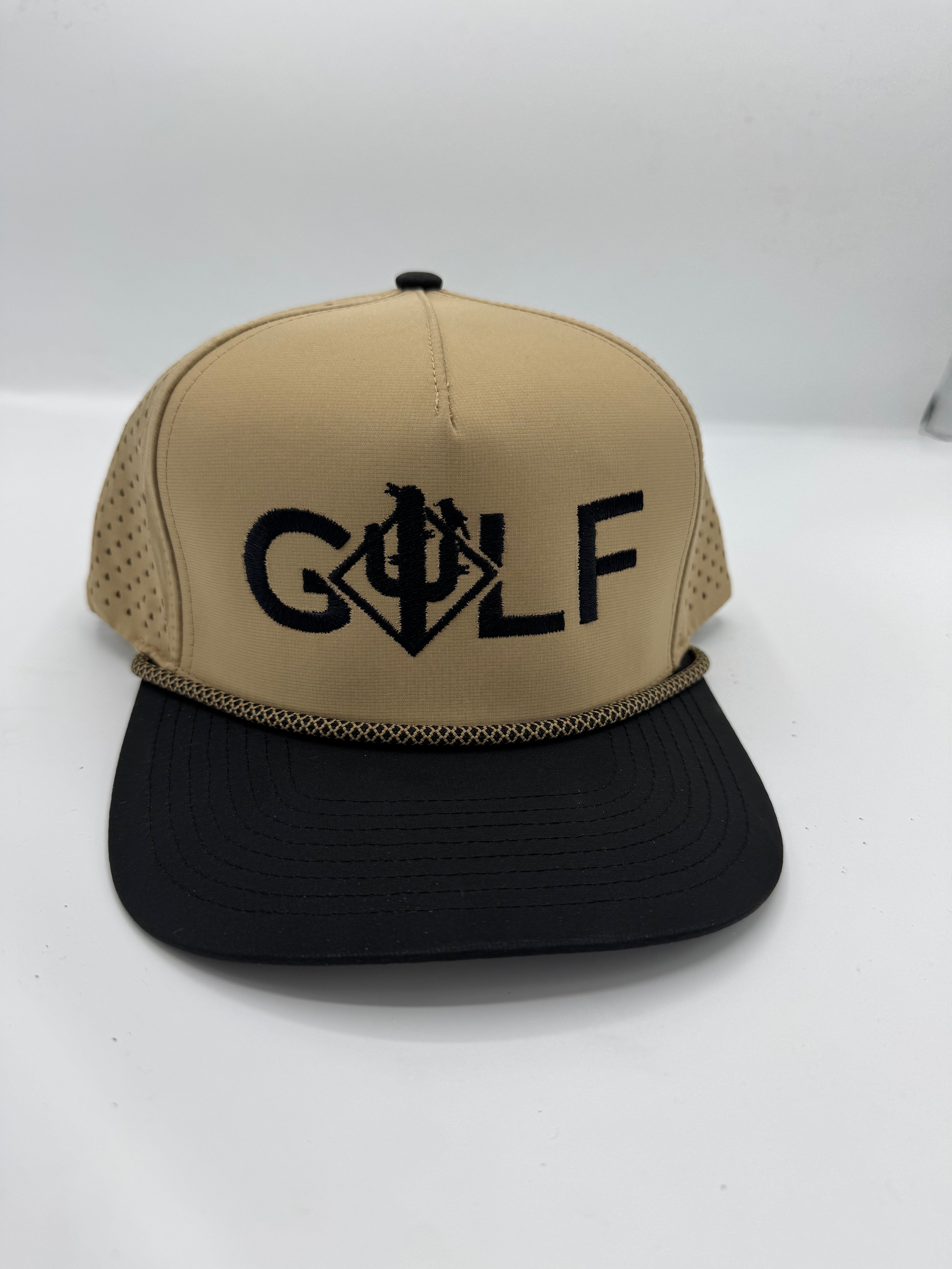 GOLF Cactus Logo in khaki/black with diamond rope