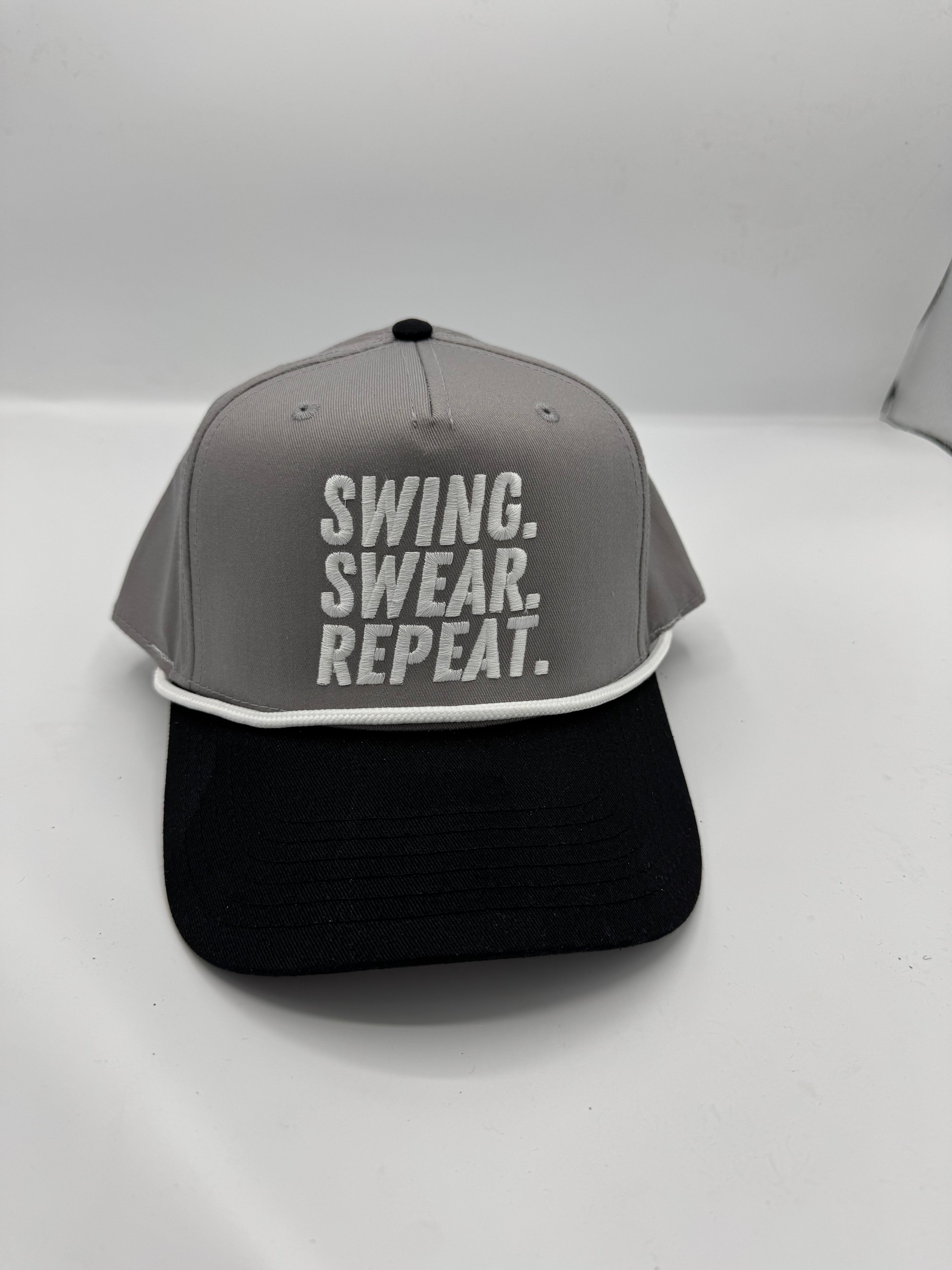 Swing, Swear, Repeat Cap in Gray/Black