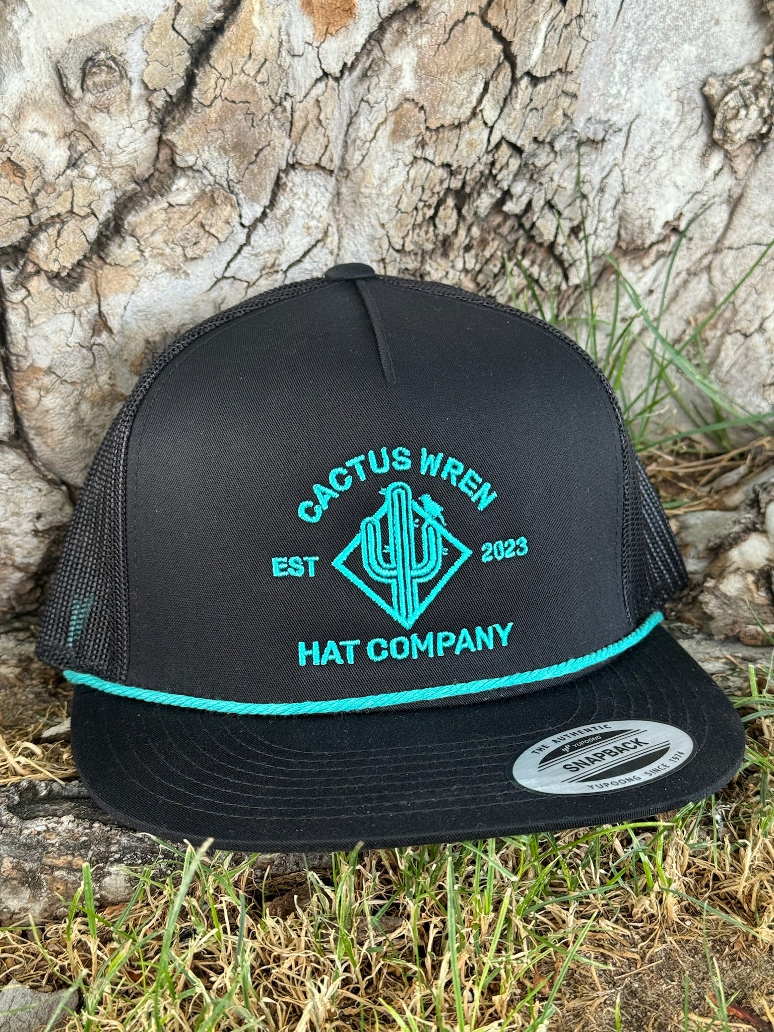 Ranch Logo in Black/Turquoise Rope Hat