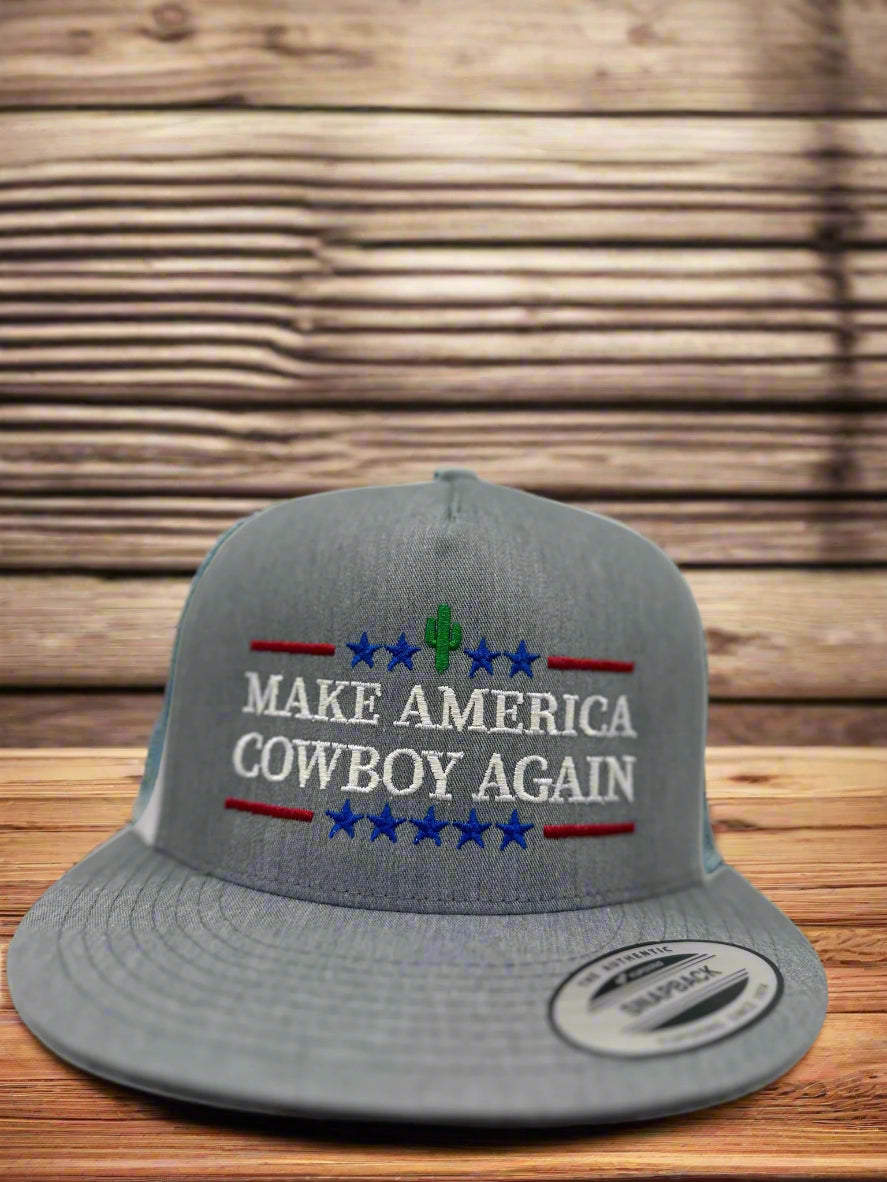 Make America Cowboy Again in grey/white