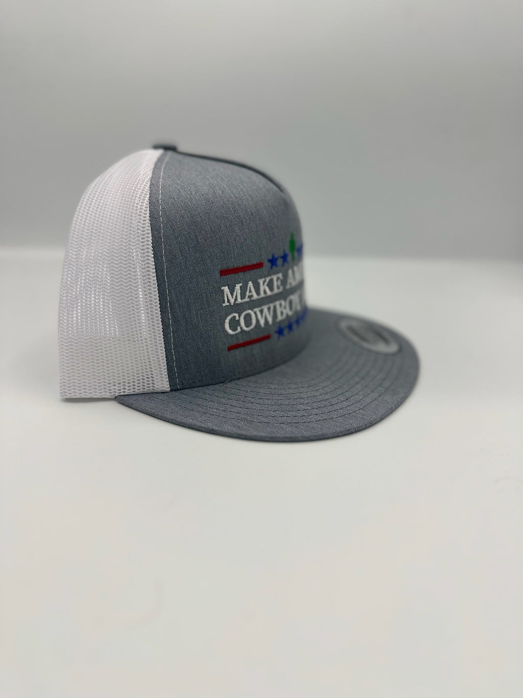 Make America Cowboy Again in grey/white