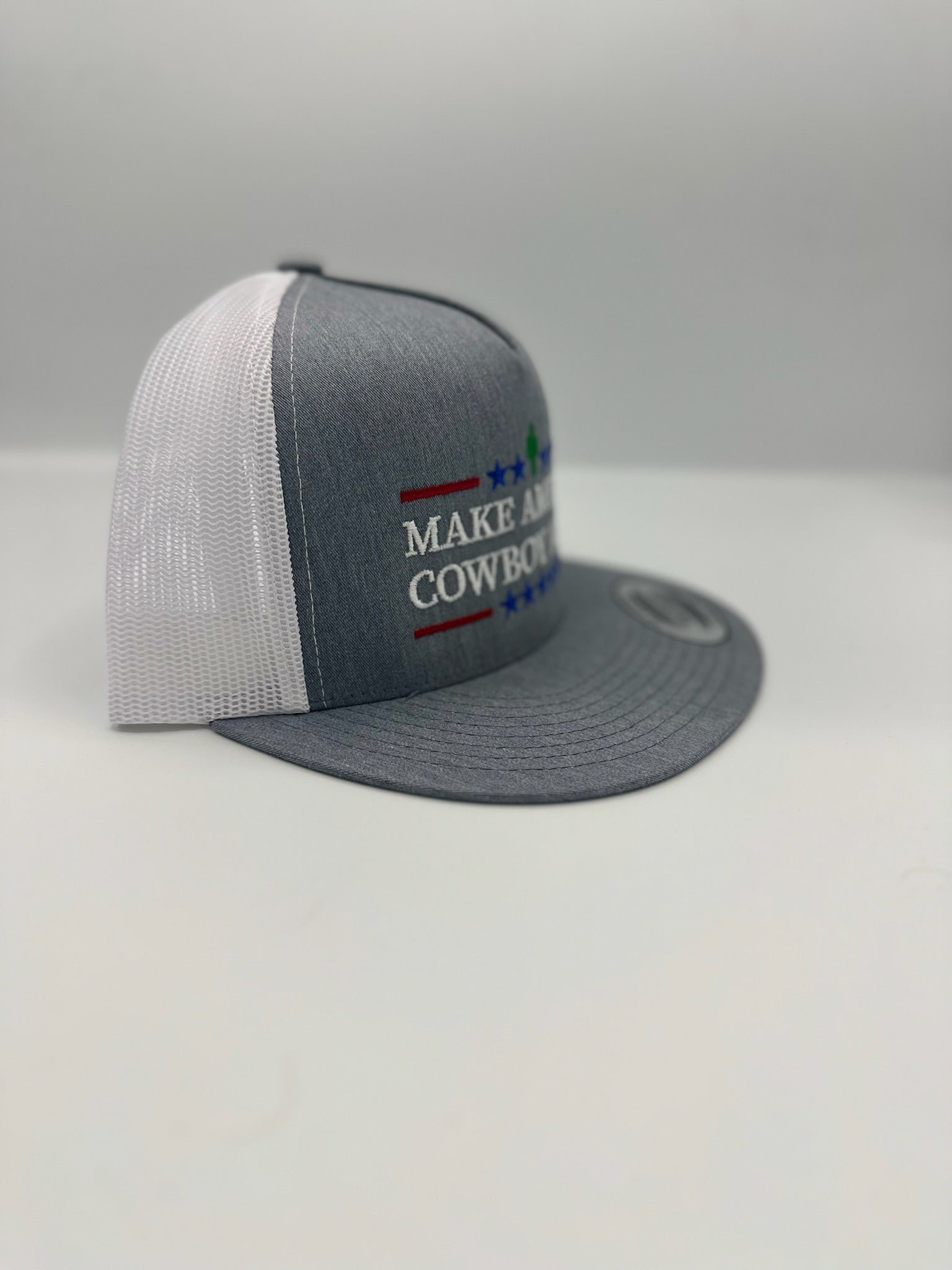 Make America Cowboy Again in grey/white