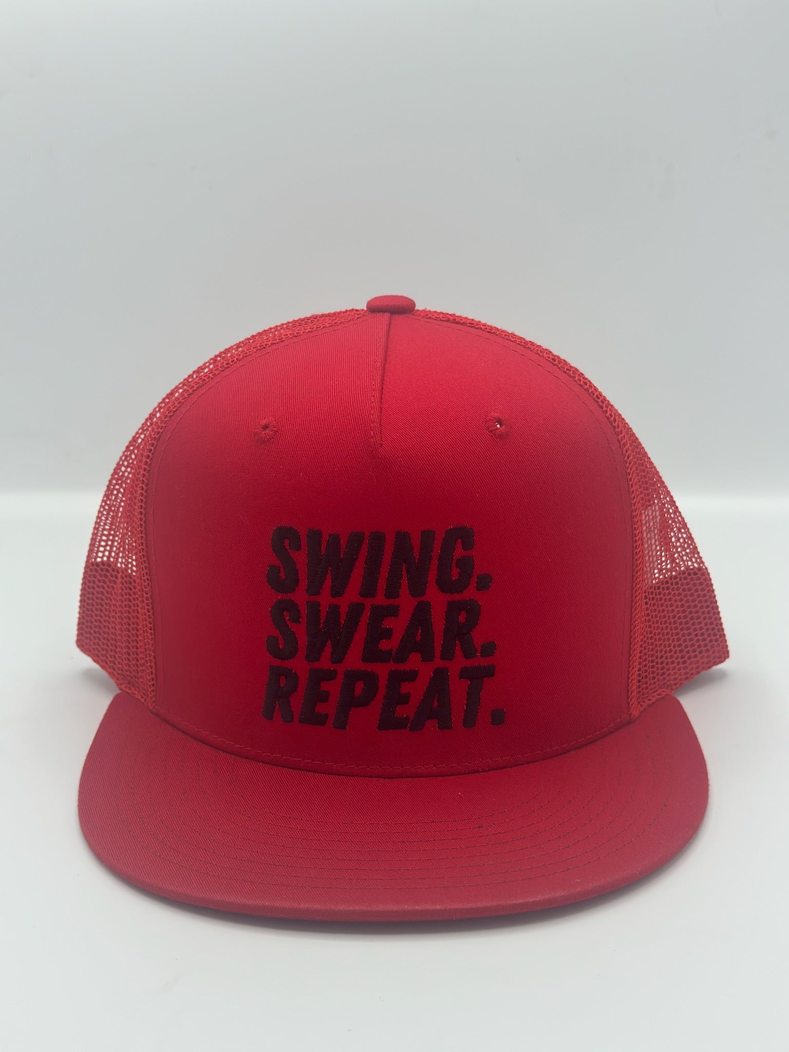 Swing, Swear, Repeat in red/black
