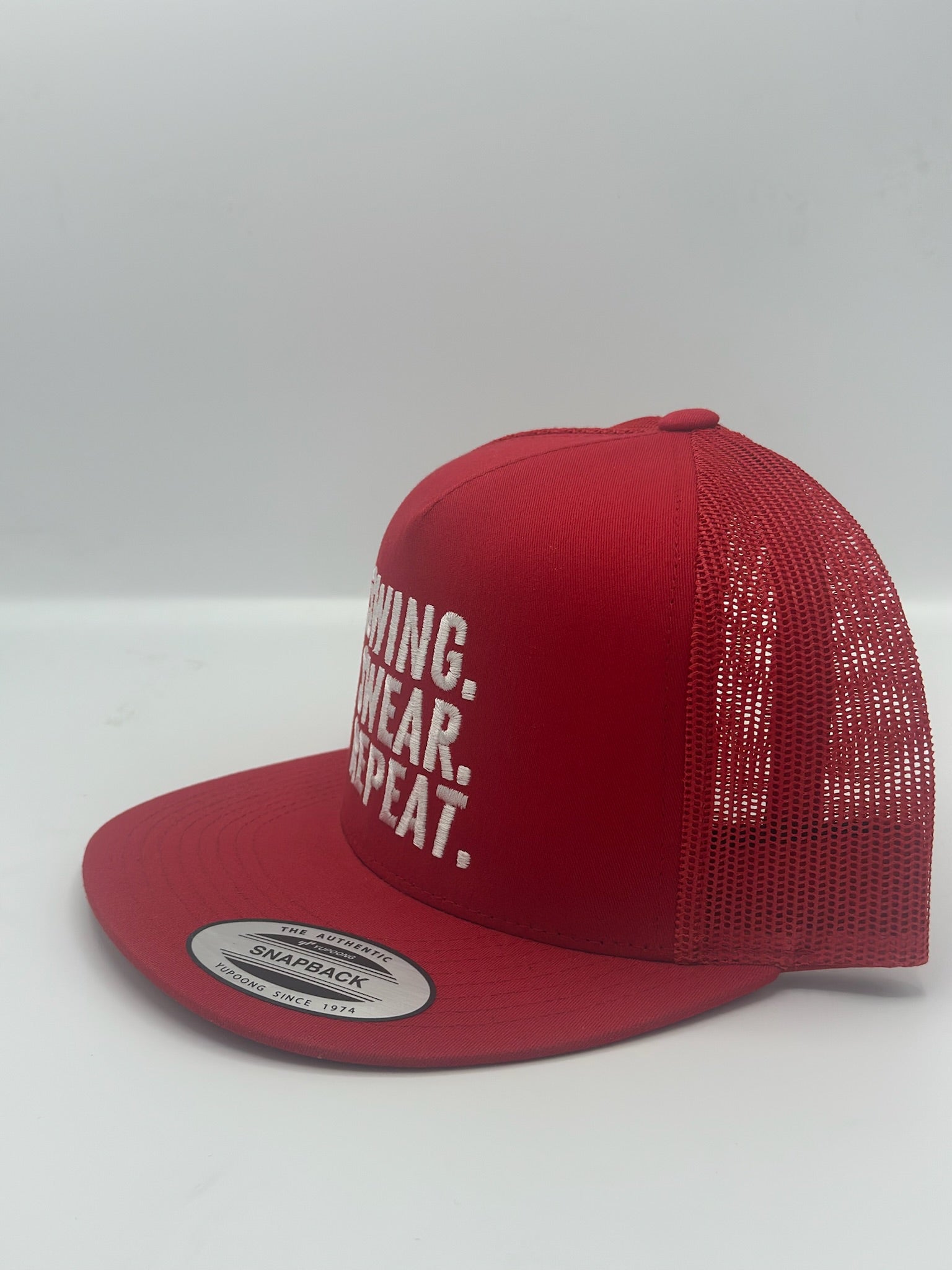 Swing, Swear, Repeat in red/white