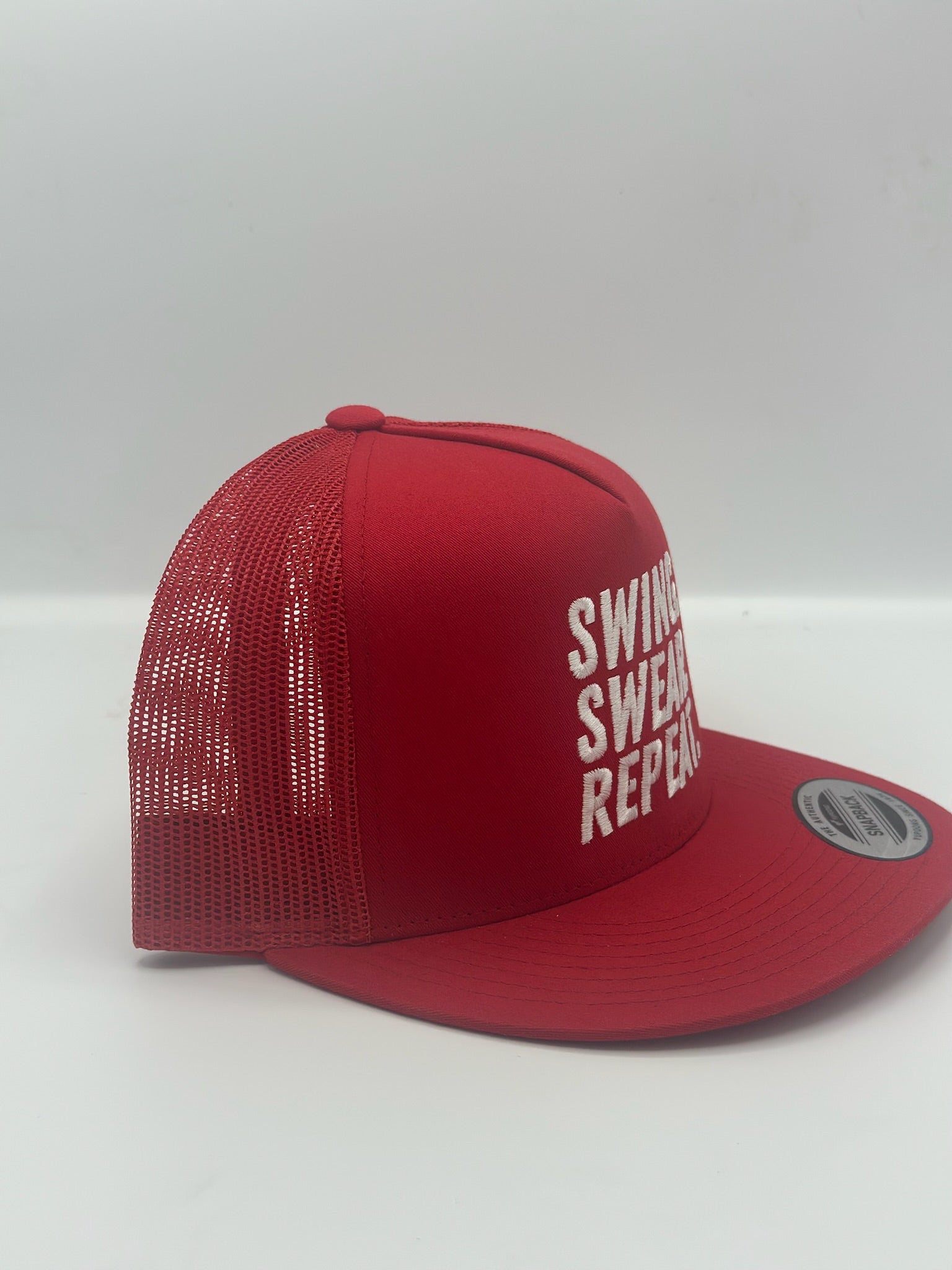 Swing, Swear, Repeat in red/white