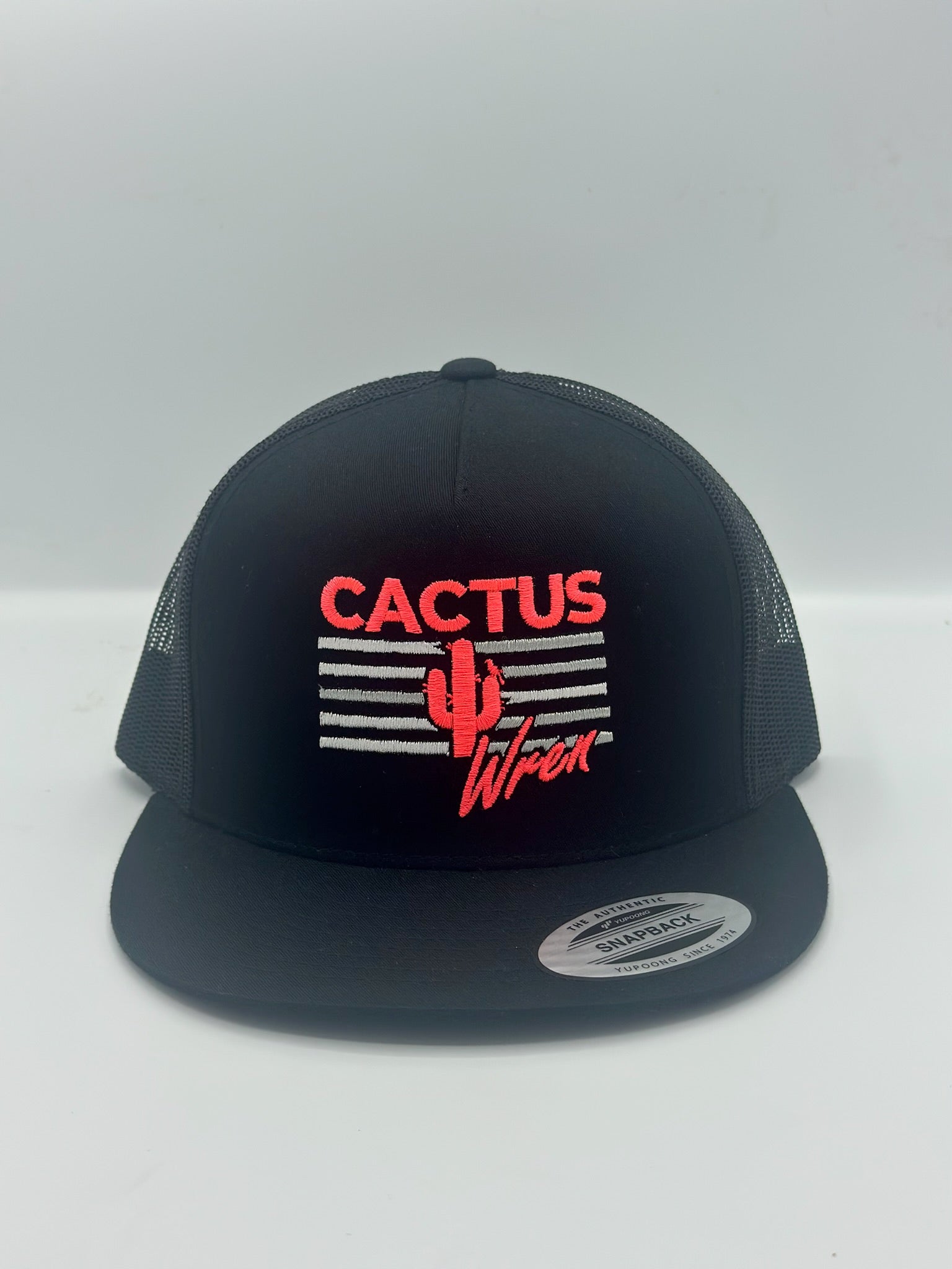 Sunset Stripes Hat on black with gray/red
