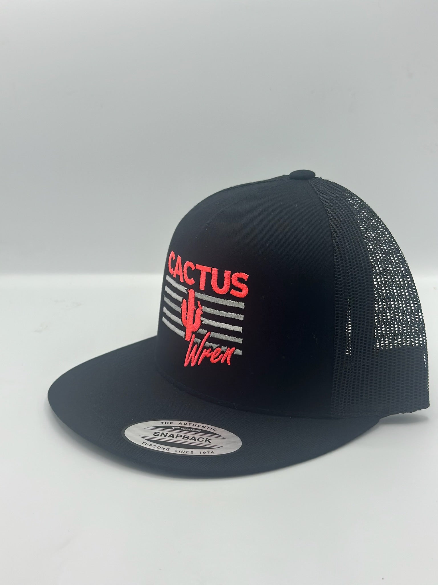 Sunset Stripes Hat on black with gray/red