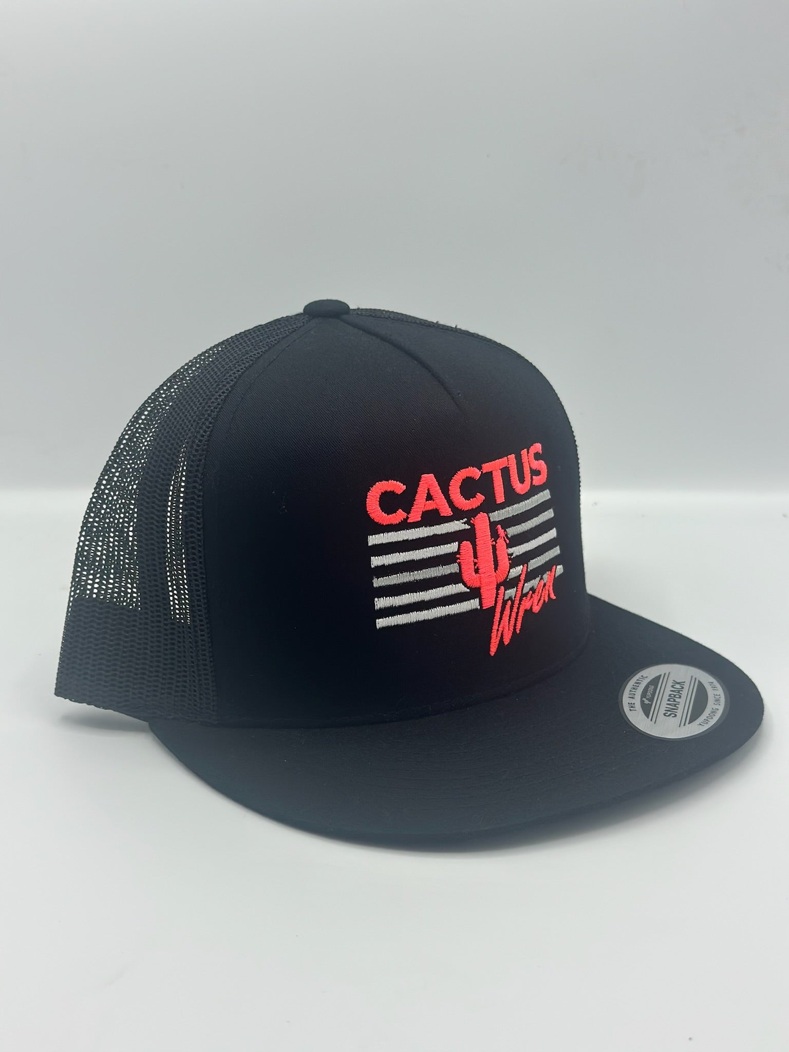 Sunset Stripes Hat on black with gray/red